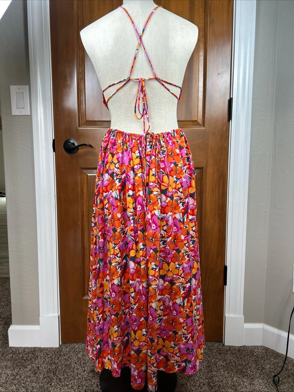 Petal and Pup Women Señorita Print Drop back Maxi Dress Floral Artsy Boho Sz 8 - Picture 8 of 14